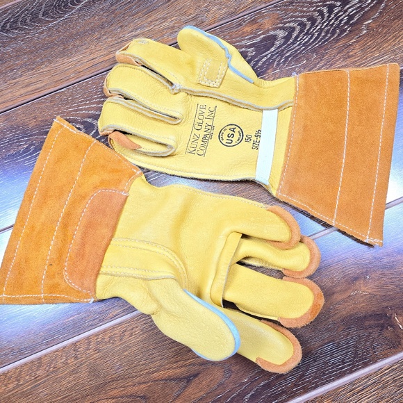 Kunz Glove Company #150 Line Workers Style Buckskin Leather Work Gloves Size 9.5 - Picture 1 of 5